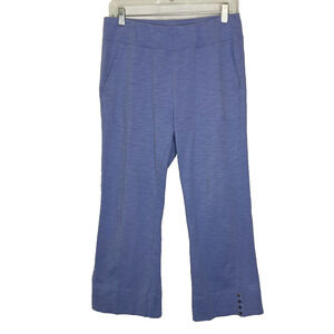 Women's Medium Wild Palms Periwinkle Blue Flare Stretch Pull on Pants Lounge